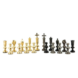 Dal Rossi Classic Games Chess Men -  Chess Pieces Metal Dark Titanium and Gold 110mm (Dal Rossi)