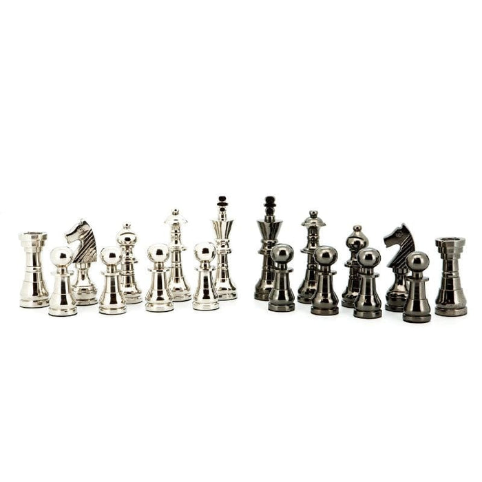 Chess Men -  Chess Pieces Metal Dark Titanium and Silver 115mm (Dal Rossi)