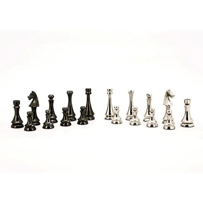 Chess Men -  Chess Pieces Metal Dark Titanium and Silver 85mm (Dal Rossi)
