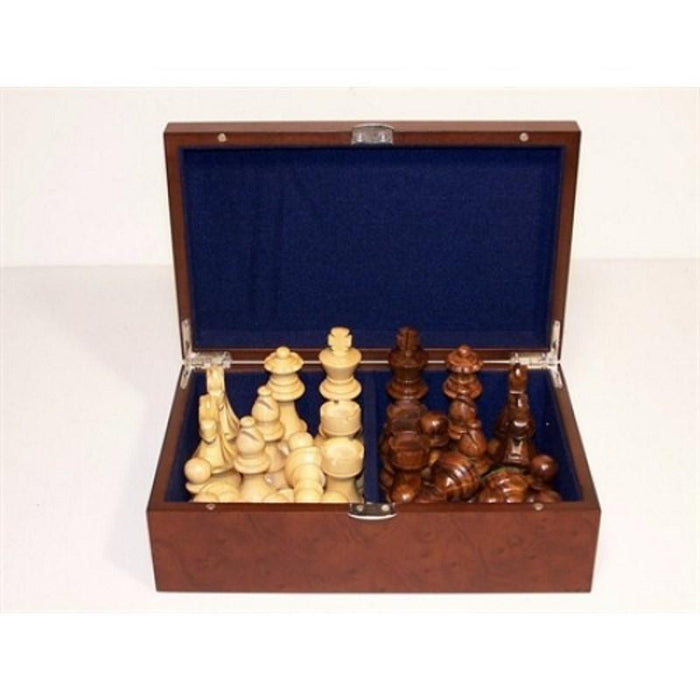 Chess Men - French Lardy Boxwood and Sheesham 95mm with Storage Box (Dal Rossi)