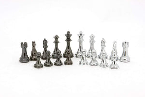 Dal Rossi Classic Games Chess Men - Silver & Titanium 110mm (Dal Rossi)