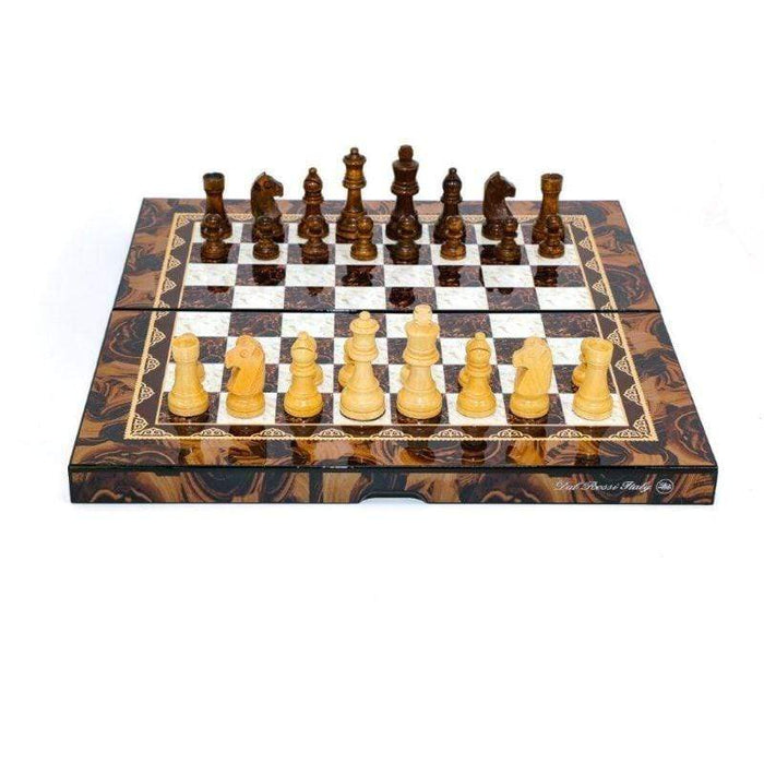 Chess Set - Folding Mosaic Finish 16" (Dal Rossi)