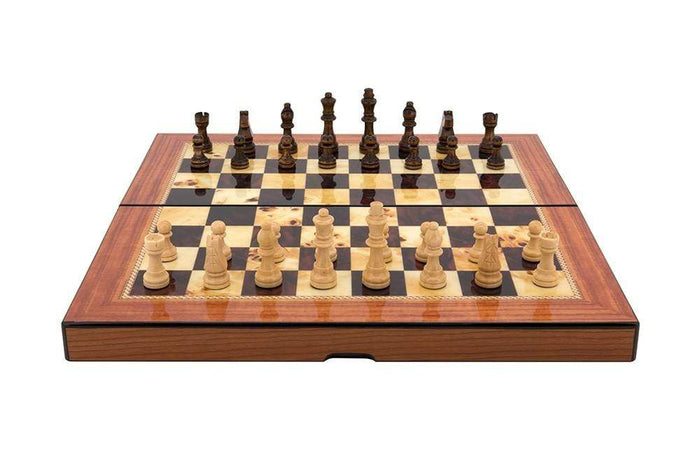 Chess Set - Folding Walnut Shiny 16" (Dal Rossi)