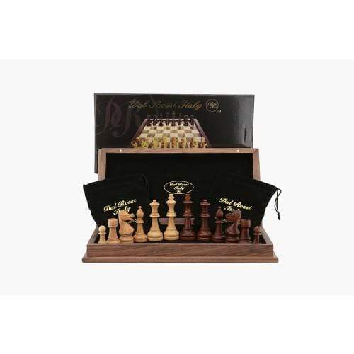 Chess Set - Walnut Folding 44cm - 90mm Pieces (Dal Rossi)