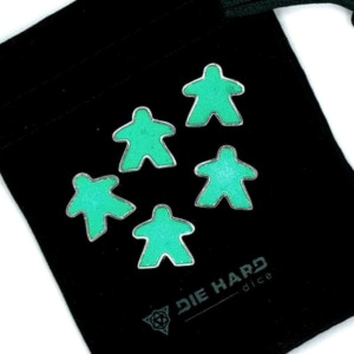 DHD Metal Meeples - Platinum Emerald (Set of 5 with bag)