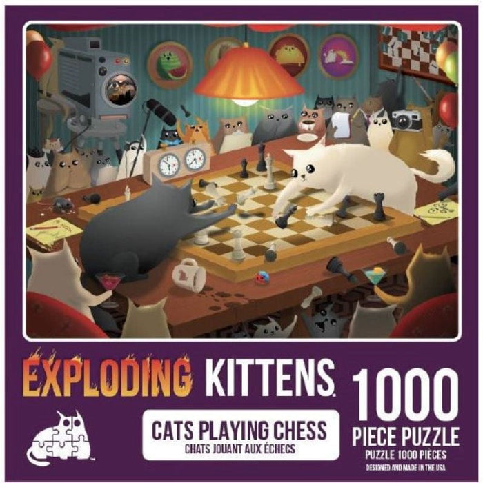 Exploding Kittens Puzzle - Cats Playing Chess (1000pc)