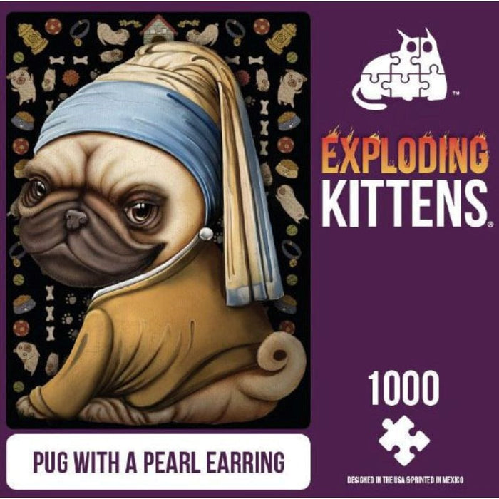 Exploding Kittens Puzzle - Pug With A Pearl Earring (1000pc)