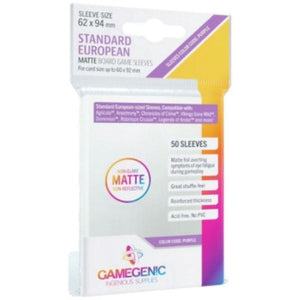 Gamegenic Board & Card Games Card Protector Sleeves - Gamegenic Matte - Standard European Sized 62mm x94mm