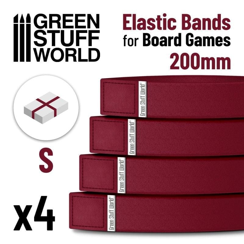 Greenstuff World Board & Card Games GSW - Elastic Bands For Board Games - Pack X4 (200mm)