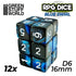 Greenstuff World Dice GSW - Number D6 - 16mm Blue/Black Marble (12pc)