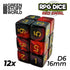 Greenstuff World Dice GSW - Number D6 - 16mm Red/Black Marble (12pc)