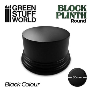 Greenstuff World Hobby GSW - Black Round Display Block - 8cm Raised Plinth