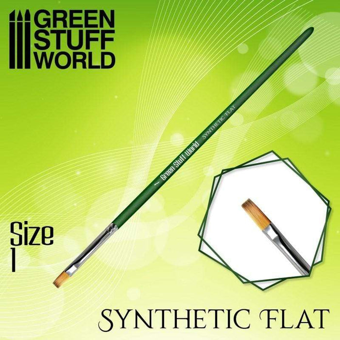 GSW - Flat Synthetic Brush - Size #1 - Green Series
