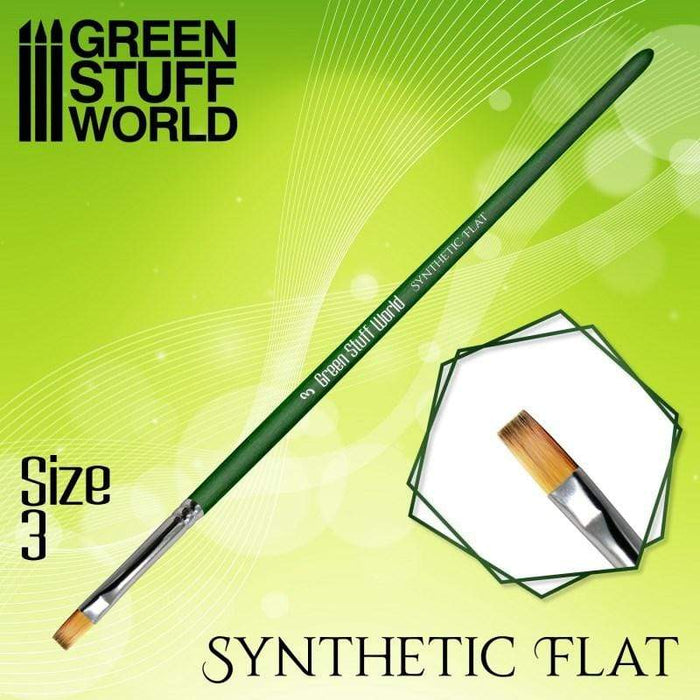 GSW - Flat Synthetic Brush - Size #3 - Green Series