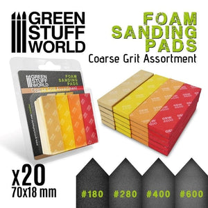 Greenstuff World Hobby GSW - FOAM Sanding Pads - COARSE GRIT ASSORTMENT (pack x20)
