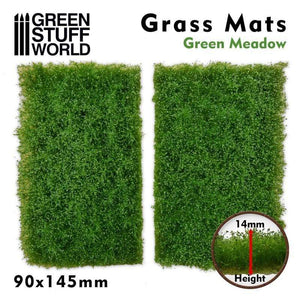 Greenstuff World Hobby GSW - Grass Mat Cut-Outs 90 x145mm Dense Green Meadow 14mm (2pc)