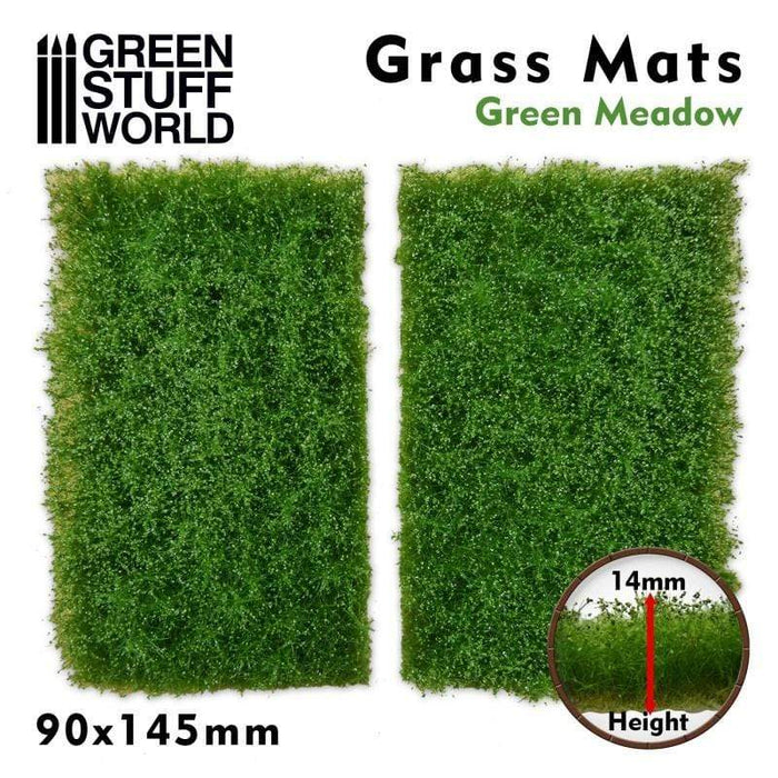 GSW - Grass Mat Cut-Outs 90 x145mm Dense Green Meadow 14mm (2pc)
