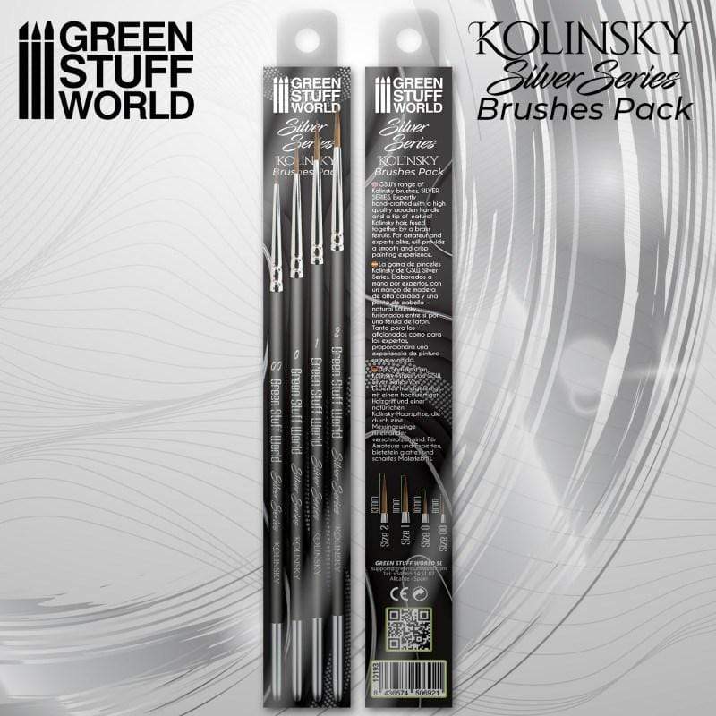 Greenstuff World Hobby GSW - Kolinsky Brushes - Silver Series Set of 4