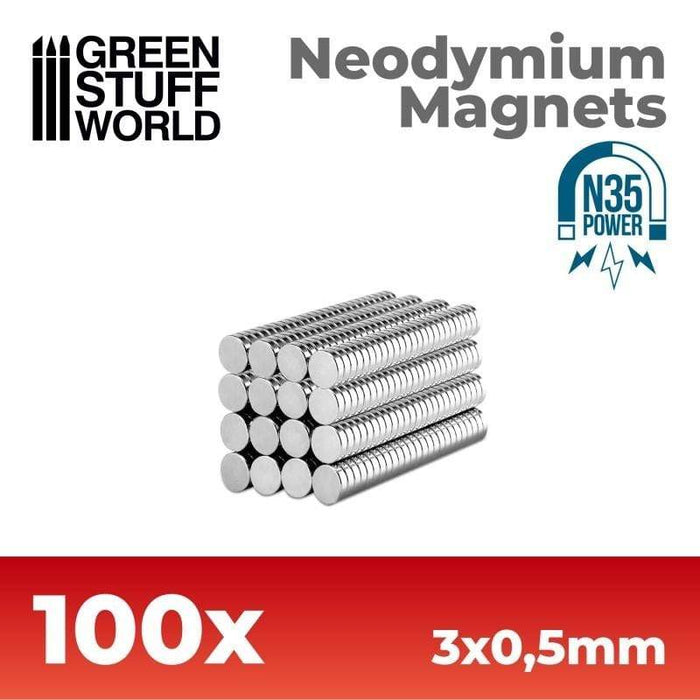 GSW - Neodymium Magnets 3x0,5mm - (100 Pack) (N35)