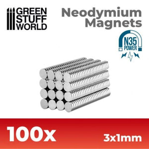 Greenstuff World Hobby GSW - Neodymium Magnets 3x1mm - (100 Pack) (N35)