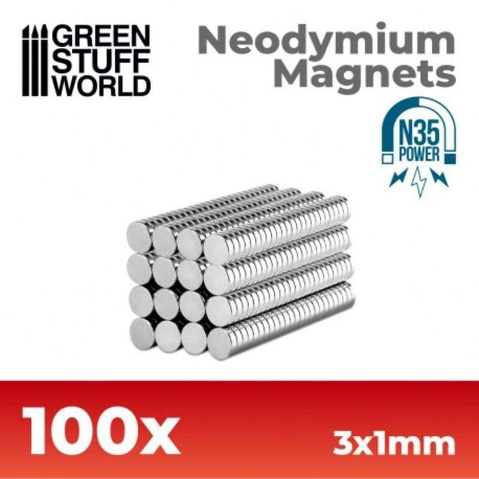 GSW - Neodymium Magnets 3x1mm - (100 Pack) (N35)