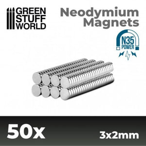 Greenstuff World Hobby GSW - Neodymium Magnets 3x2mm - ( 50 Pack) (N35)