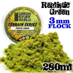 Greenstuff World Hobby GSW - Nylon Flock - Realistic Green 3mm - 280ml