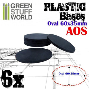 Greenstuff World Hobby GSW - Plastic Oval Base 60x35mm - Pack of 6