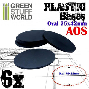 Greenstuff World Hobby GSW - Plastic Oval Base 75x42mm - Pack of 6