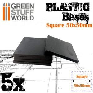 Greenstuff World Hobby GSW - Plastic Square Base 50mm - Pack of 5