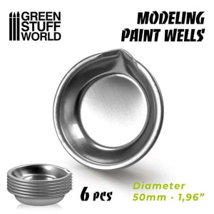 Greenstuff World Hobby GSW - Stainless Steel Modeling Paint Wells (x6)
