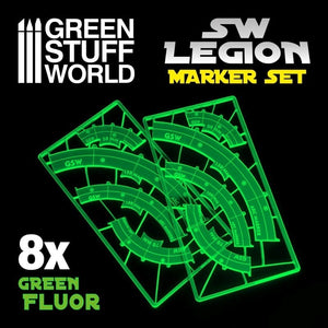 Greenstuff World Miniatures GSW - SW Legion Arc-Shaped LoF Markers - Green Fluor