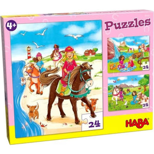 HABA Jigsaws Puzzles - Horse Girls (3x24pc) Haba