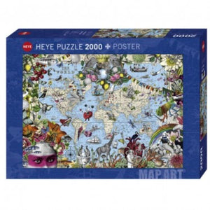 Heye Jigsaws Map Art - Quirky World (2000pc) Heye
