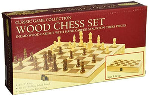 John Hansen Co Classic Games Chess Set - Wood Inlaid Folding Cabinet 10.5" (Classic Game Collection)