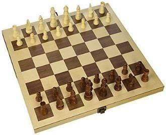 John Hansen Co Classic Games Chess Set - Wood Inlaid Folding Cabinet 15" (Classic Game Collection)