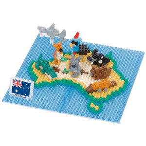 Kawada Construction Puzzles Nanoblock - Animals of Australia on Map (Boxed)