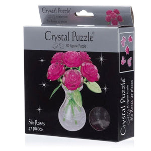 Kinato Construction Puzzles Crystal Puzzle - Six Pink Roses (47pc)