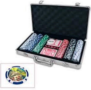 Landmark Concepts Playing Cards Poker Chips - 300 with Denominations in Silver Case 11.5gm