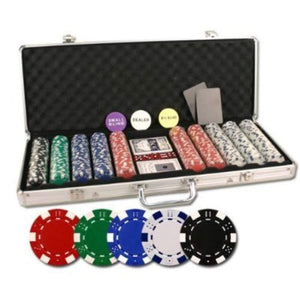 Landmark Concepts Playing Cards Poker Chips - 500 with Denominations in Silver Case 11.5gm