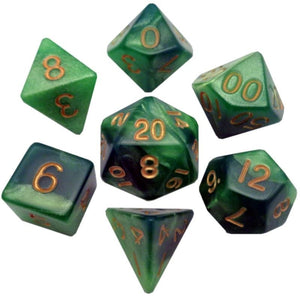 Metallic Dice Games Dice Dice - Acrylic Polyhedral - Green/Light Green w/ Gold (MDG)