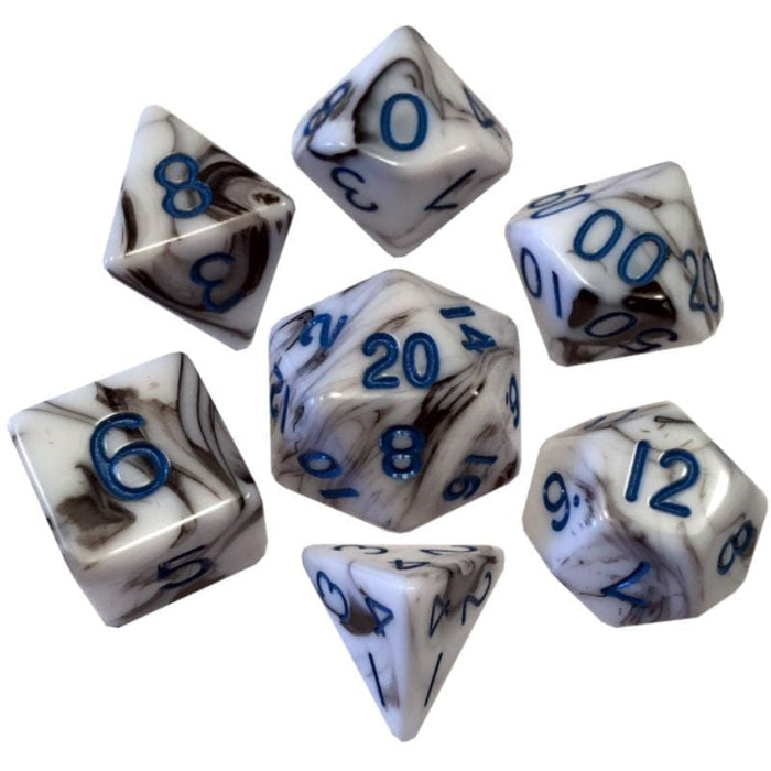 Dice - Acrylic Polyhedrals - Marble w/ Blue (MDG)