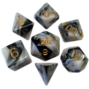 Metallic Dice Games Dice Dice - Acrylic Polyhedral - Marble w/ Gold (MDG)