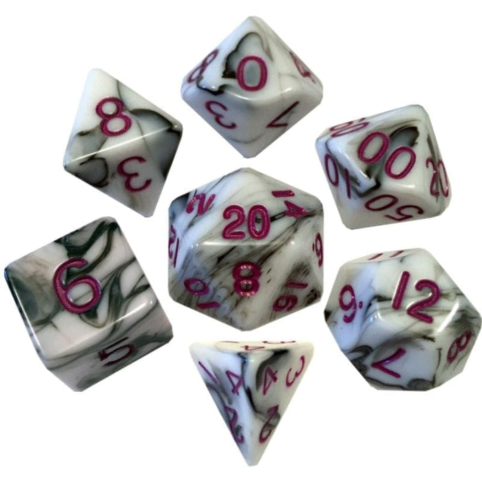 Dice - Acrylic Polyhedral - Marble w/ Purple (MDG)