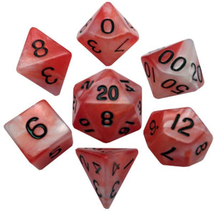 Metallic Dice Games Dice Dice - Acrylic Polyhedral - Red/White w/ Black Numbers (MDG)
