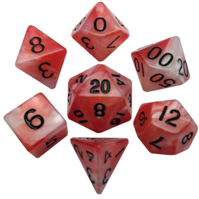 Dice - Acrylic Polyhedrals - Red/White w/ Black Numbers (MDG)