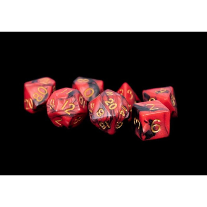 Dice - Acrylic Polyhedral - Red/Black w/Gold (MDG)