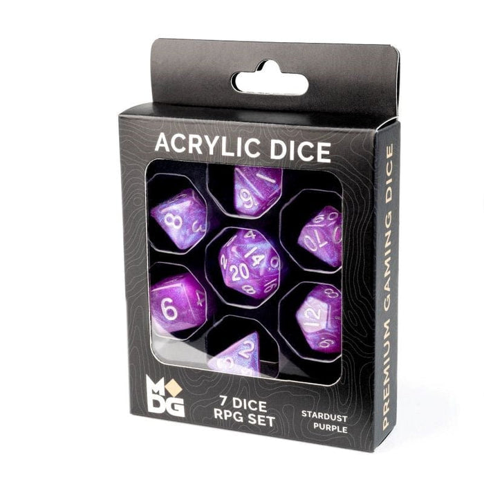 Dice - Acrylic Polyhedral - Stardust Purple (MDG)