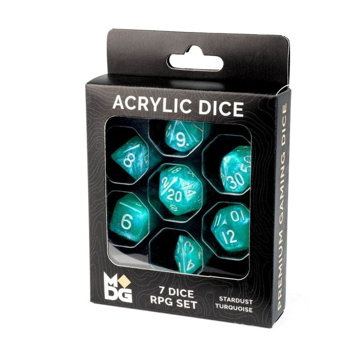 Dice - Acrylic Polyhedral - Stardust Turquoise (MDG)