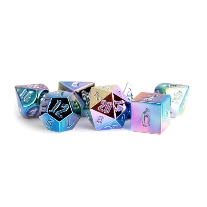 Dice - Aluminum Plated Acrylic Polyhedrals - Rainbow Aegis Uninked (MDG)